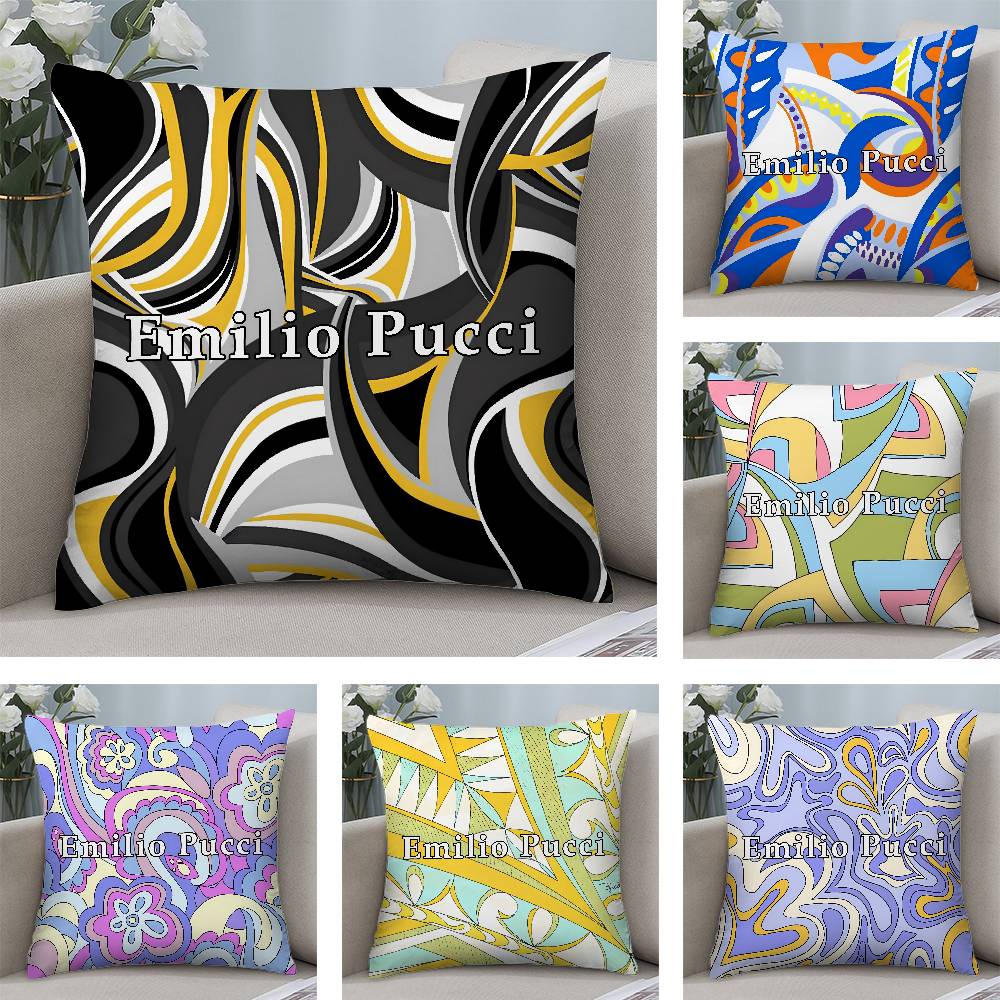 Fashion EEEEmilio logo PPucci Pillow Case Plush Fabric Soft Double Sided Print Sofa Cushion Cover Throw Pillow Covers