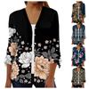 3/4 Length Sleeve Open Front Cardigan For Women Button Down Retro Floral Cardigan For Dress V Neck Womens Tops Coverup
