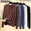 Ladies Spring and Autumn Modal Long-sleeved T-shirt Large Size Hooded Sweater Loose Bottoming Shirt Solid Color Top Color