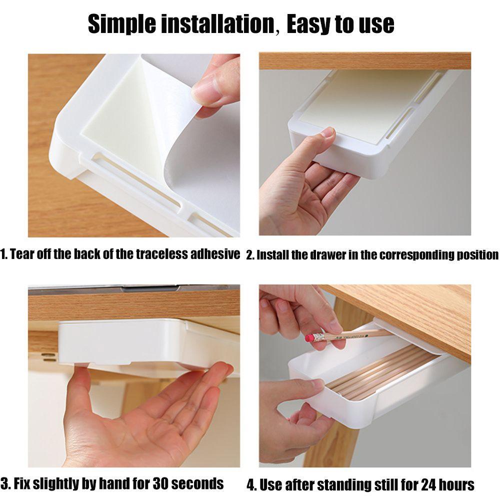 Box Storage Box Under The Desk Drawer Type Punch Free Invisible Drawer Organizer Storage Rack Box