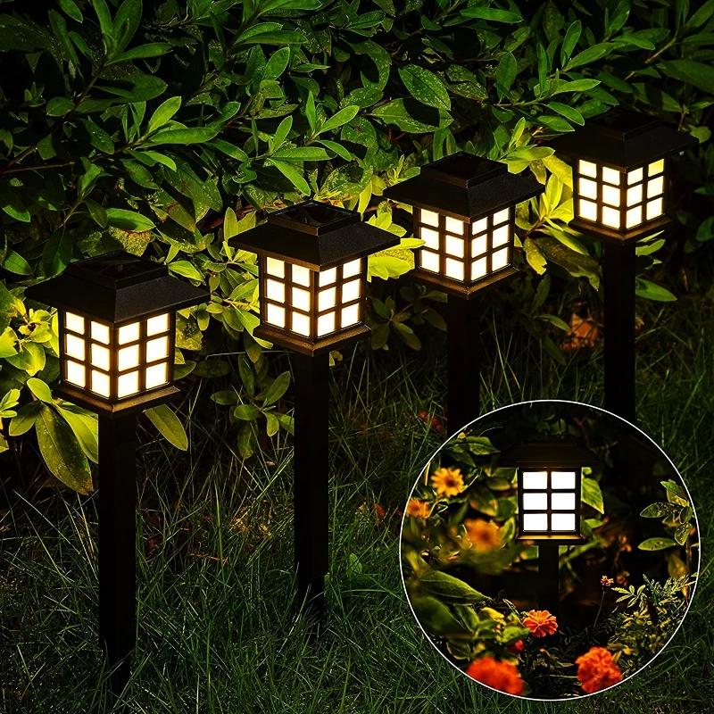1/2/4/6/8 шт. светодиодные лампы для газона, солнечные дорожки, пейзажные водонепроницаемые уличные украшения для двора, ночные светильники, садовые торшеры