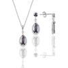 Silver Rhodium Necklace and Earrings Double Set with Mystic Stone Drops