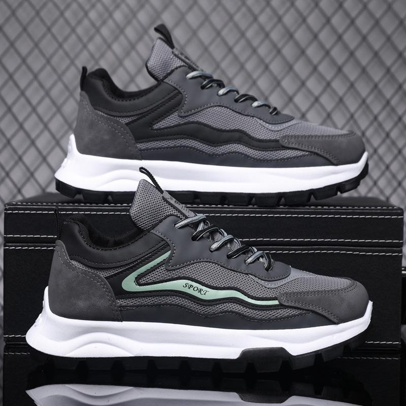 Новая модная спортивная и повседневная обувь, трендовая мужская обувь с толстой подошвой, подходящая по цвету, сетчатая дышащая летняя спортивная обувь для мальчиков
