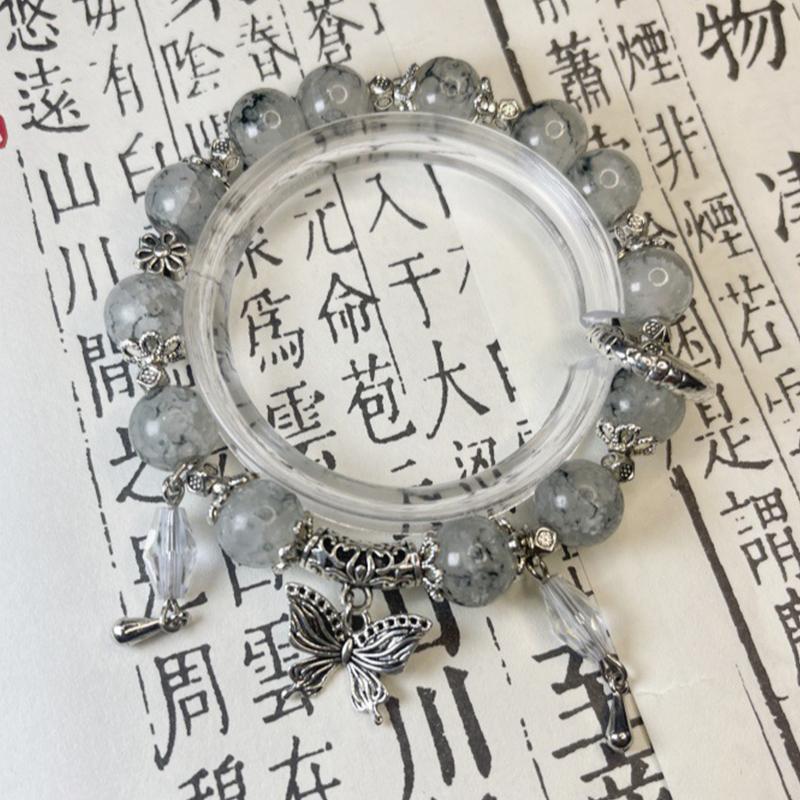 Браслет из бисера в китайском стиле, милый, изысканный, с подвеской в виде бабочки, браслеты для женщин, девочек, ювелирные изделия, аксессуары