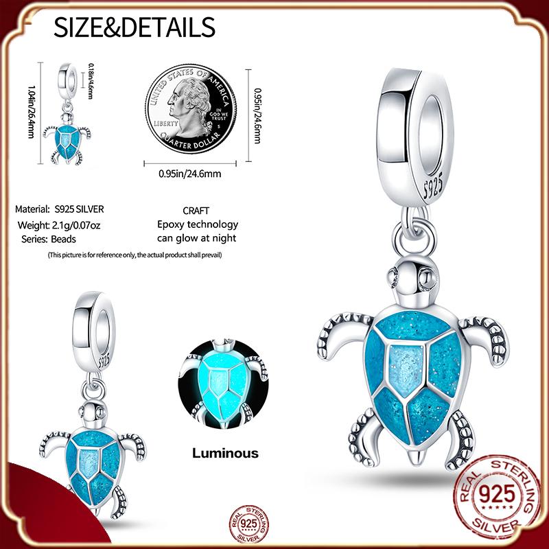 Подвески Plata De Ley S925, серебряный хамелеон, светящийся светлячок, самолет, чемодан, подходит для S925, оригинальные браслеты, кулон, ювелирные изделия своими руками