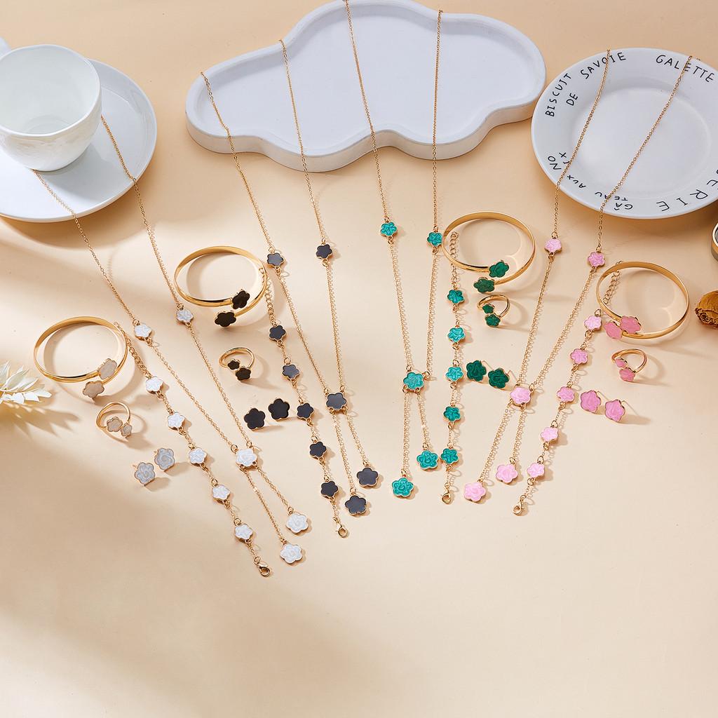 Модный летний 2024 года набор ювелирных изделий с подвесками в виде ботанических листьев из сплава для повседневного стиля