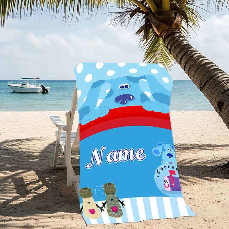 Customizable personalized beach towels Blue's Clues themed designs.Suitable for the beach, yoga, sports;ideal as beach accessories