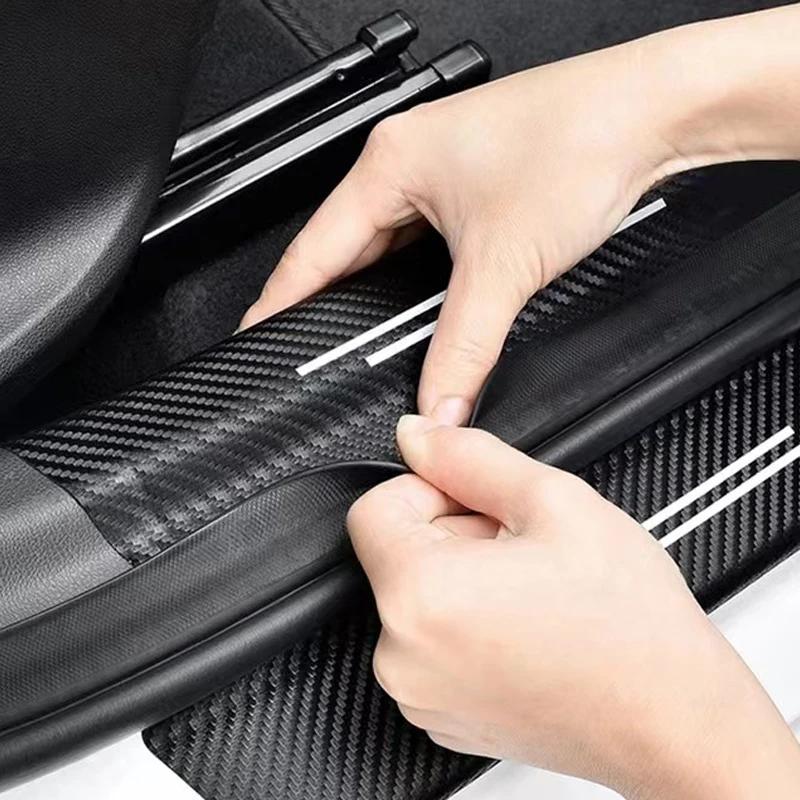 Carbon fiber protective stickers for car door sill side anti step bumpers For Volvo XC60 XC40 V60 V40 XC90 XC70 V50 S60 V70 S90