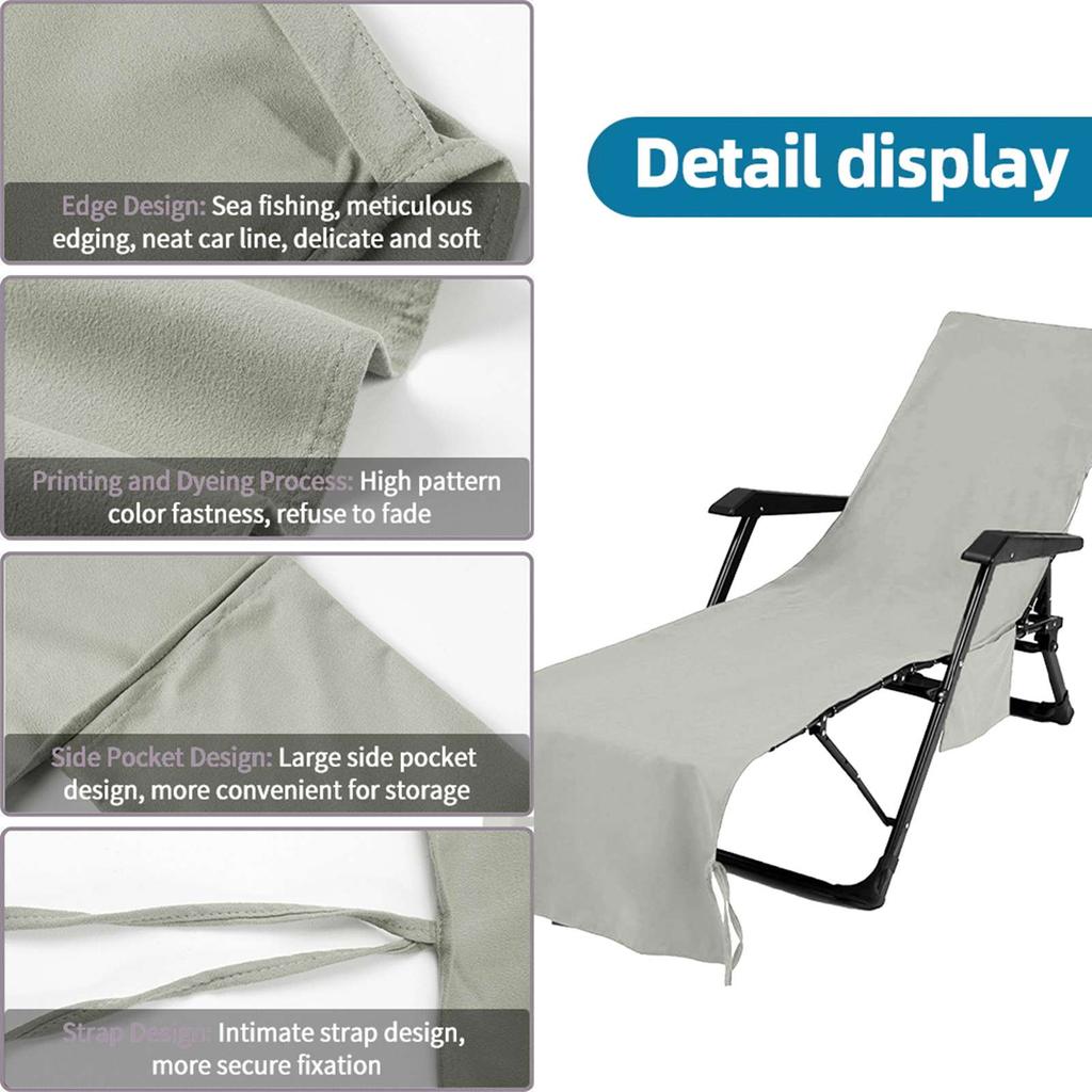 Чехол для шезлонга, пляжный чехол для шезлонга, ультратонкое волокно с карманами, очень длинные пляжные полотенца Salo