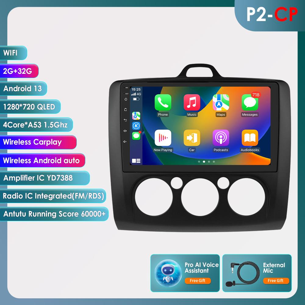 OSSURET Android13 Автомобильное радио для Ford Focus 2 3 Mk2 Mk3 2004-2011 Мультимедийный видеоплеер Навигация Интеллектуальный экран GPS 2Din Carplay 4G Авто Стерео