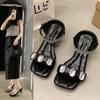 Босоножки на толстом каблуке для летней уличной носки для женщин 2025 новый стиль на среднем каблуке уличные повседневные модные темпераментные сандалии