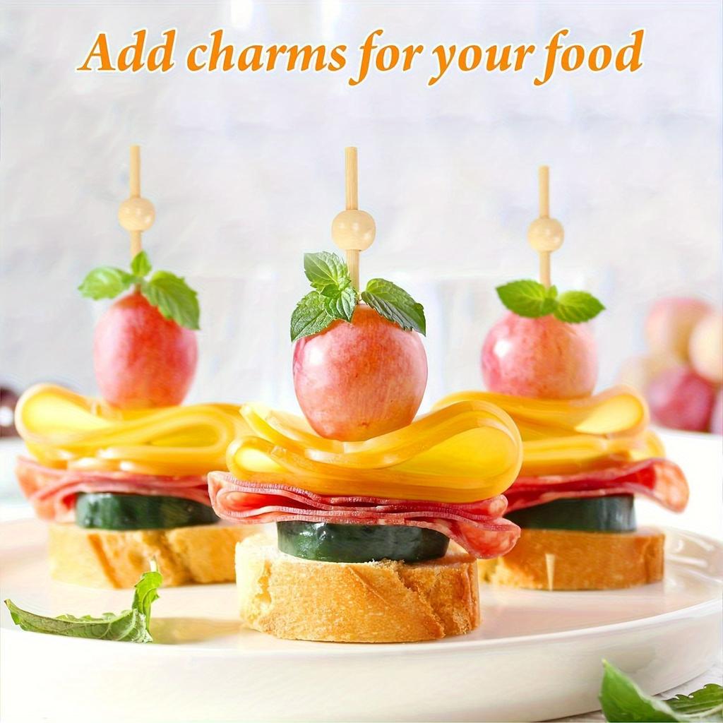 Exquisite 4.7 Inch 100-Count Natural Wooden Cocktail Picks for Drinks, Appetizers, Party Snacks - Perfect for Fruit, Vegetables, and Charcuterie