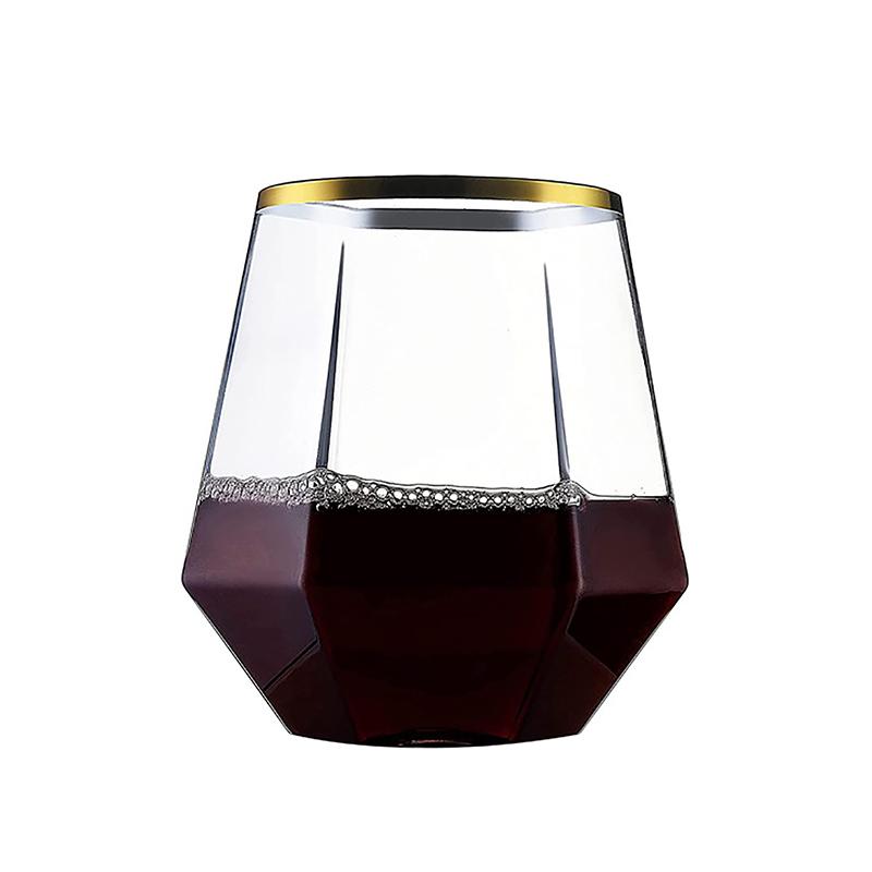 Европейский стиль, алмазное стекло с золотой кромкой, шестиугольный пластиковый бытовой прозрачный бокал для виски, шестиугольный бокал для иностранного вина