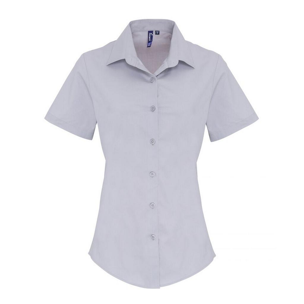 Premier Womens/Ladies Stretch Fit Poplin Short Sleeve Blouse