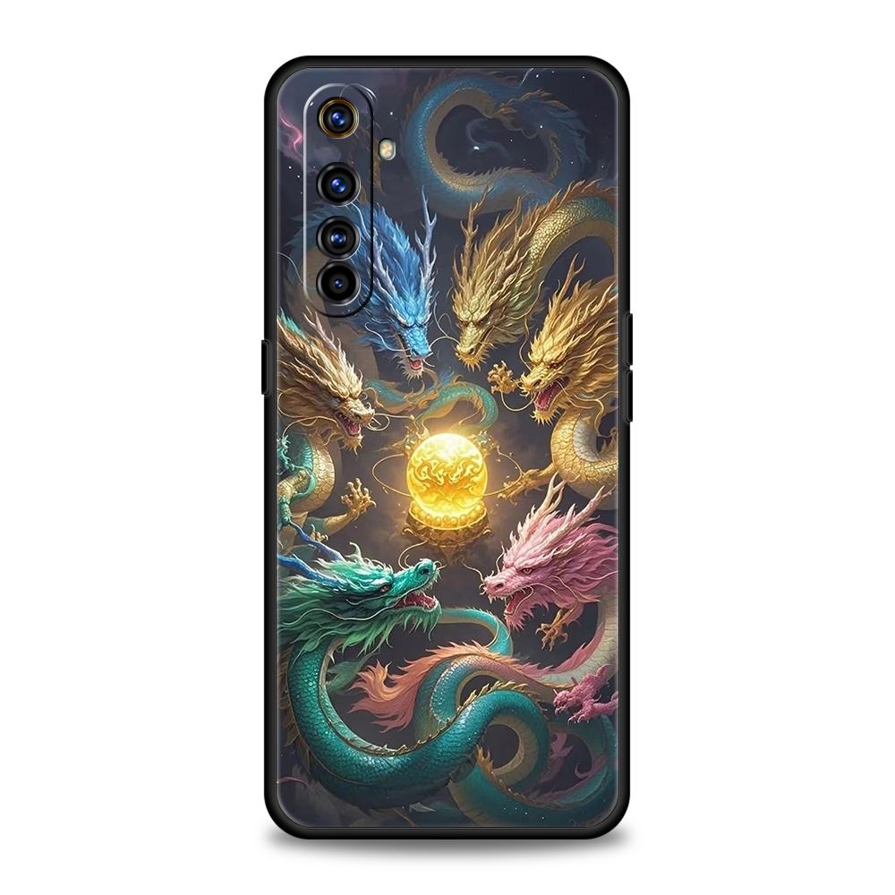 Cartoon Dragon Long Phone Case For Oppo A17 A31 A54 A57 A78 A79 A80 A98 Find X5 X6 Reno 7 8 10 11 13 F Pro 5G Soft TPU Cover Bag