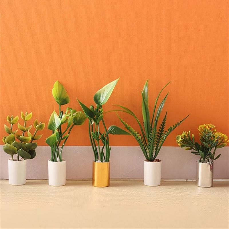 1:12 миниатюрных комнатных растений для кукольного домика с зелеными листьями, горшок, бонсай, садовый домашний декор