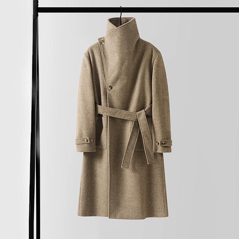 Мужской роскошный кашемировый длинный пальто - Большого размера, Свободный крой, С отворотами