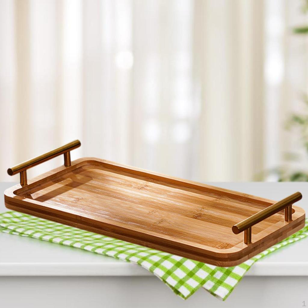 Прямоугольный деревянный поднос для подачи чая и закусок дома
