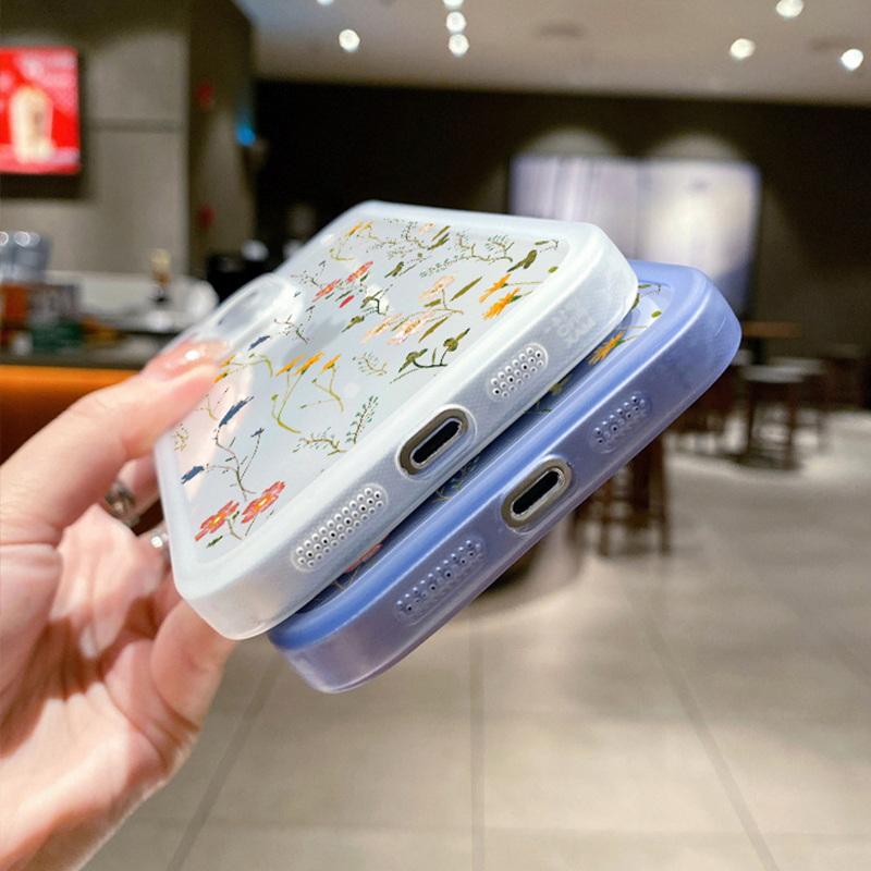 Силиконовый чехол для телефона с цветочным узором для iPhone 16 Pro 15 Pro Max 14 13 12 11, защитный противоударный прозрачный мягкий чехол из ТПУ