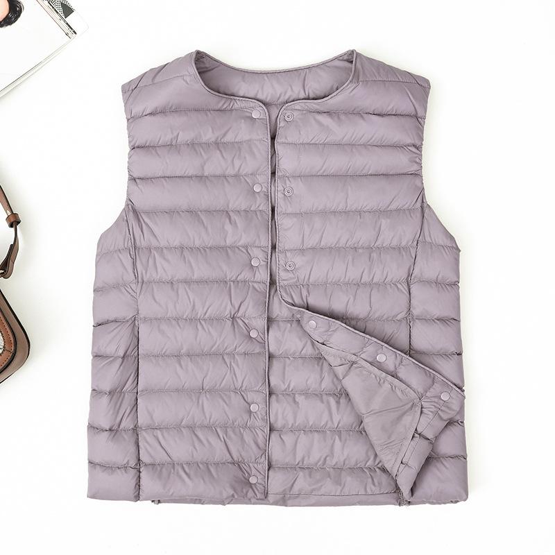 Женская 2025 Легкая Приталенная Куртка Пуховик с Коротким Круглым Вырезом - Теплая 90% Утиный Пух