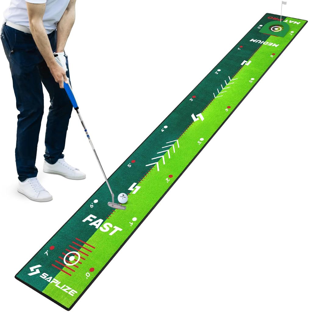 Saplize Double Speed Putter Practice Mat with Target Practical for Home Small 250x30cm Cup, Use, Size,