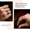 Fashion 8mm Men Black Stainless Steel Rings High Polished Blue Abalone Shell for Men Wedding Party Jewelry Anniversary Gifts