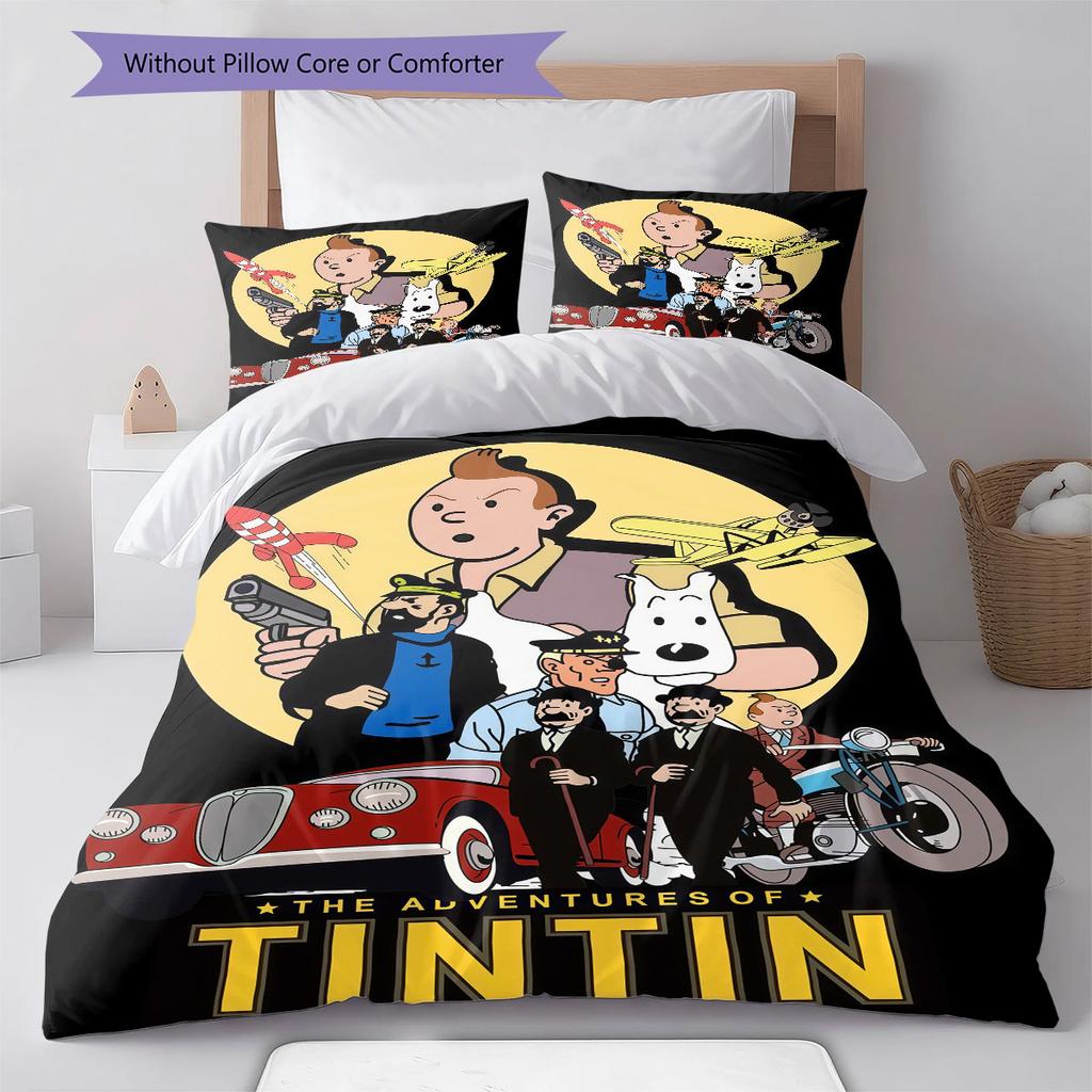 Tintin Brave Quest Bedding Quilt Set Quilt Cover Pillowcase Home Decoration Birthday Gift (1 * duvet cover + 2 * pillowcase, without core)