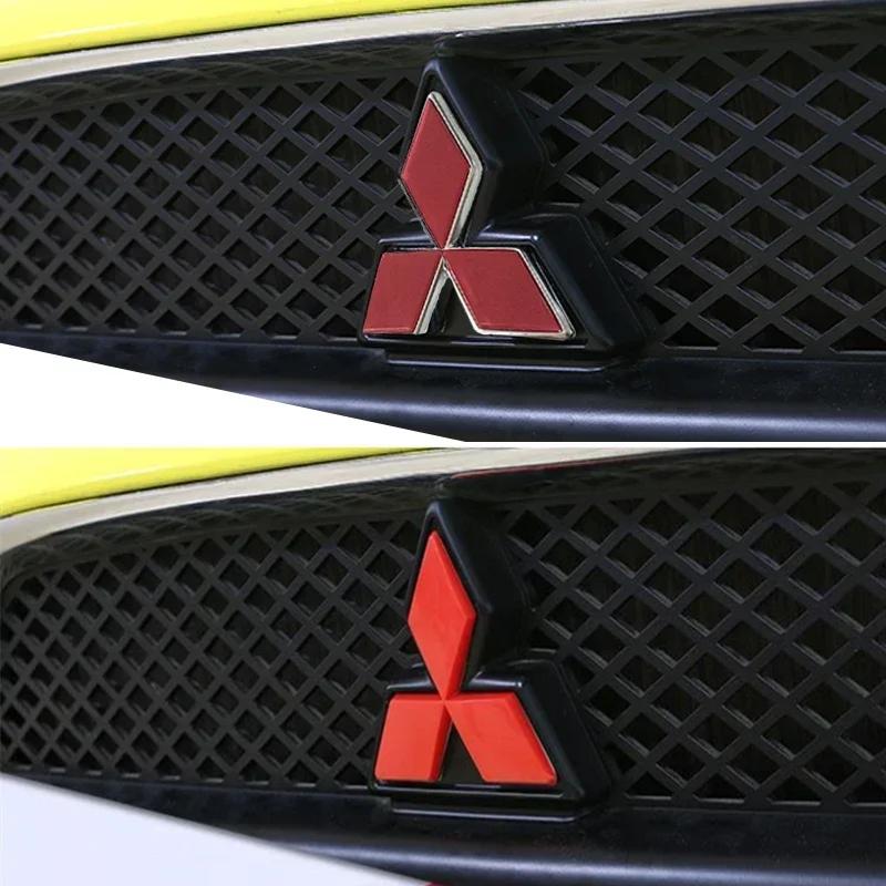 1pcs ABS for Mitsubishi Lancer ASX Colt Pajero V7 Outlander Eclipse Delica EVO Car Front Grille Badge Decal Cover Rear Emblem
