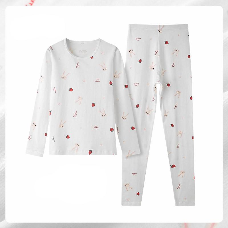 Осенне-зимний хлопковый цветочный женский термобелье с принтом, тонкий теплый костюм