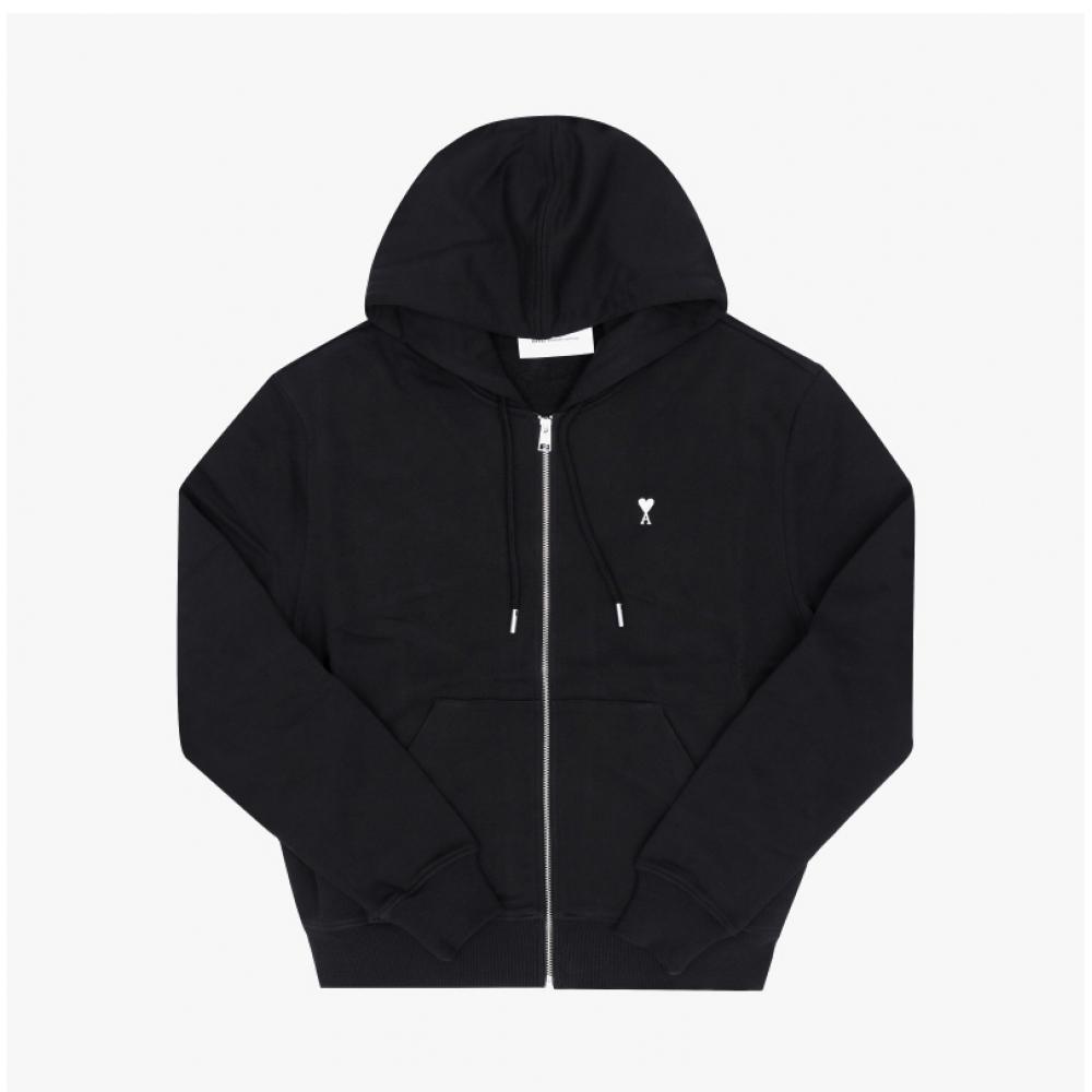 Ami Men S De Queue Small Heart Logo Zip Up Hoodie hSw765 730 045