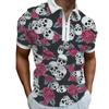 New Men's Printed Zipper POLO Shirt Breathable Loose Short Sleeve T-shirt Men's Top