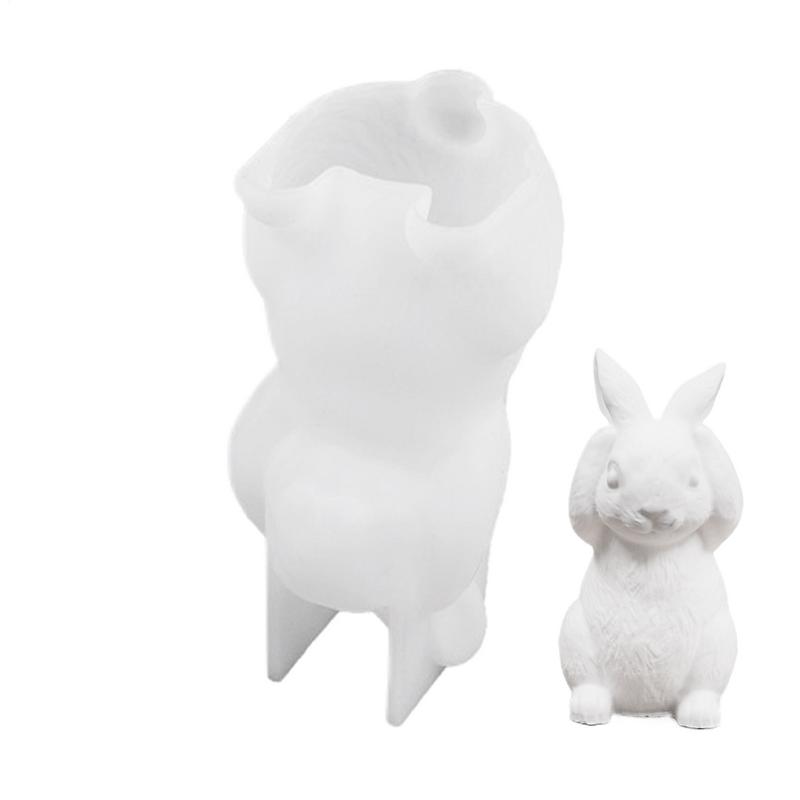 Пасхальная силиконовая форма в виде кролика, форма для статуэтки кролика для поделок, литье из гипса, мягкая силиконовая форма, легкое извлечение для начинающих, для поделок