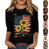 Women's Fashionable Casual Three Quarter Sleeve Printed Collar Pullover Top