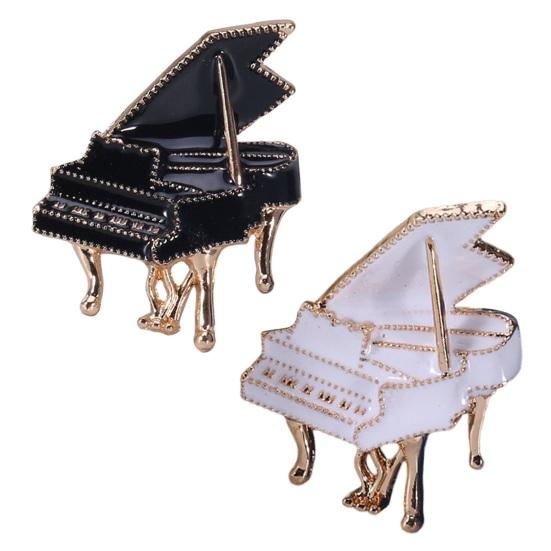 Shape Brooch Pin Alloy Musical Instrument Shining Rhinestone Decor Coat
