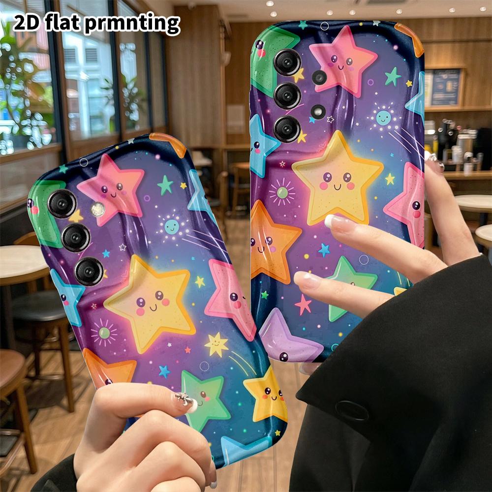 Phone Case: 2D flat, suitable for Samsung Galaxy A34 A35 M05 M06 S20 S22 S21 FE Plus 5G protective case, cartoon stars, Christmas and Halloween perfec