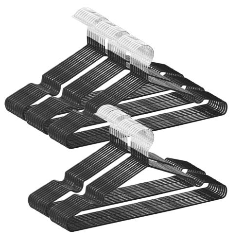 AYO Non-Slip Clothes Hangers, Multi-Function Storage, PVC with Special Rubber Coating, 50-Piece Set, Heavy-Duty, Multi-Functional, Non-Slip, Deformati