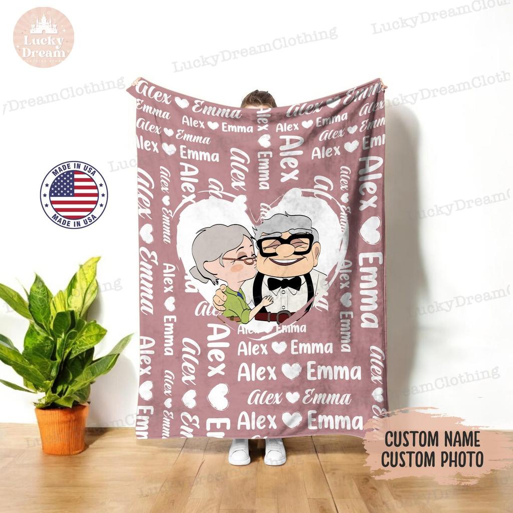 Custom Blanket Disney Pixar Up, Gift For Wife,Husband To Wife Gifts Custom Gifts For Wife Happily Ever After,Carl Ellie Blanket,Couples Gift