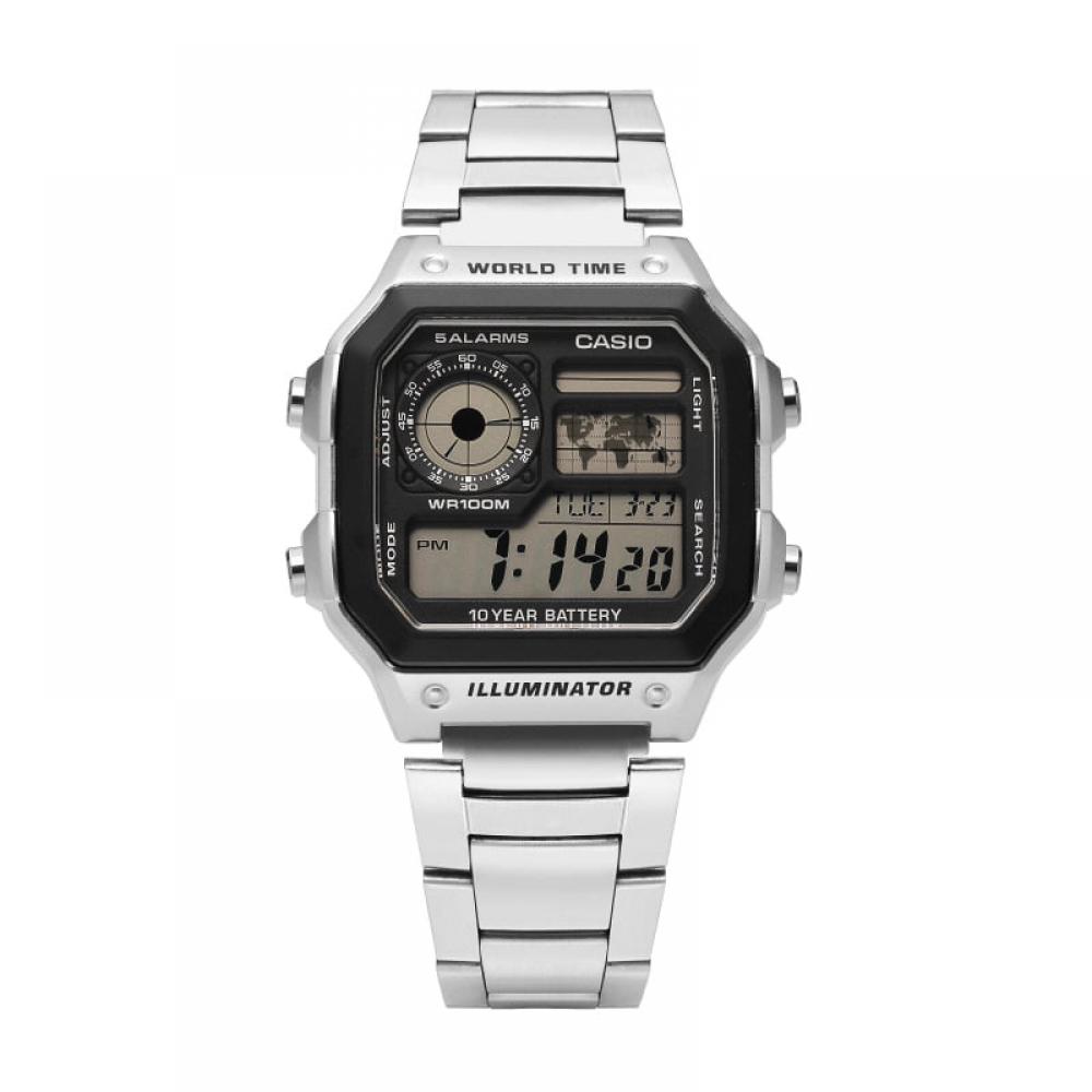 CaSio Ae 1200whd 1avdf Ae 1200whd 1a Цифровые квадратные спортивные военные часы с мировым временем для мужчин S из металла