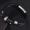 Punk Men Skull Braid Bracelet Multilayer Leather Bangle Stainless Steel Clasp Male Jewelry Handmade Bracelets