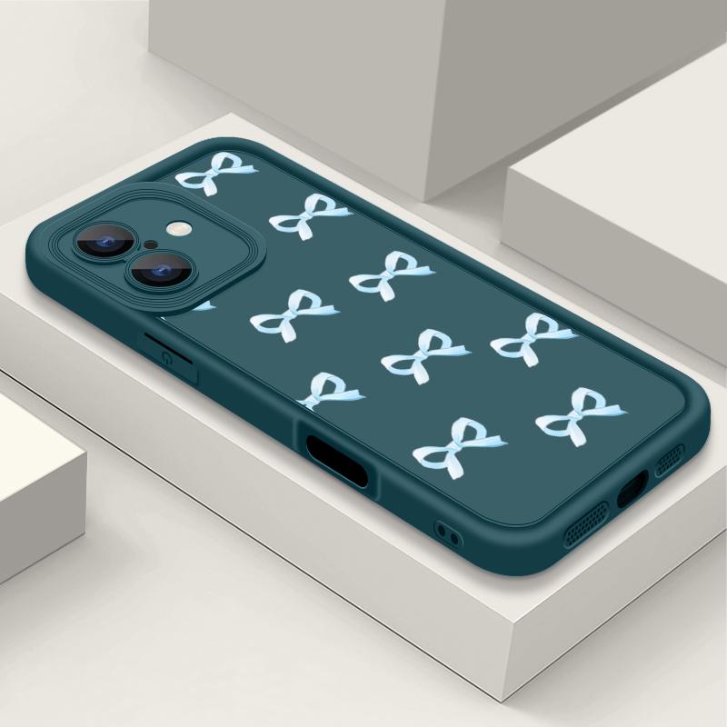 Матовый чехол для телефона TPU с бантом для iPhone 16 Pro Max 15 Pro 14 Plus 13 12 11 XS XR 8 7, защита линз, противоударный мягкий силиконовый чехол-бампер