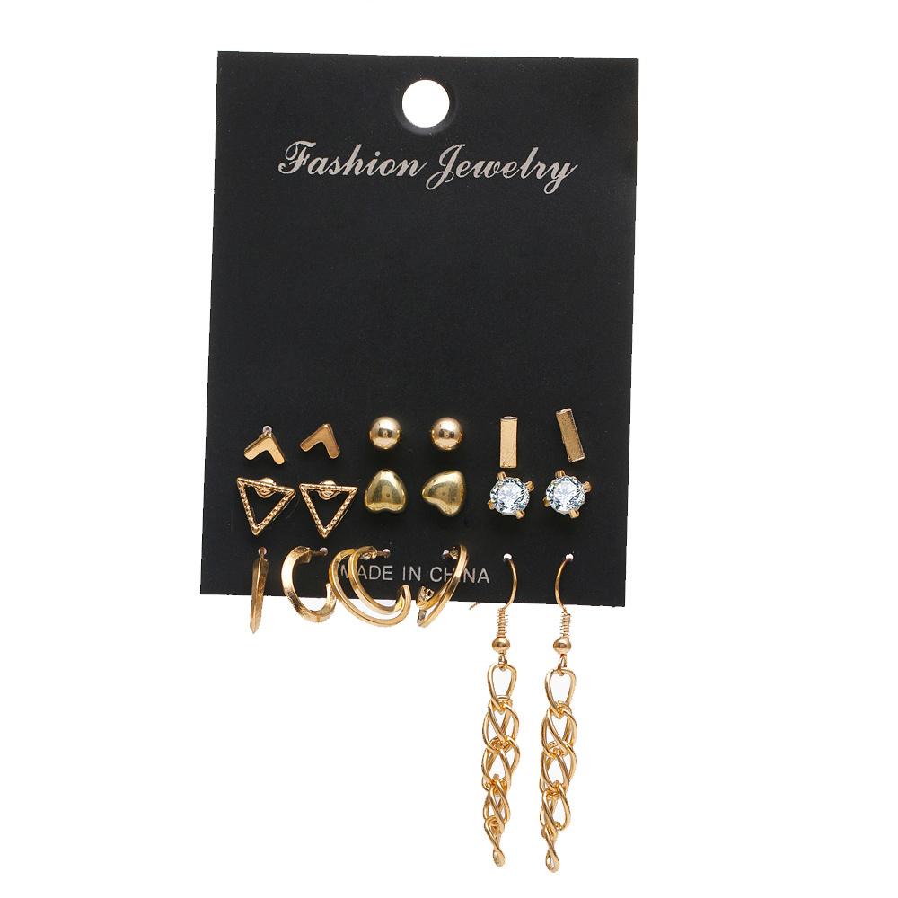 Металлические геометрические маленькие серьги-гвоздики для женщин, модные ювелирные аксессуары с цирконом