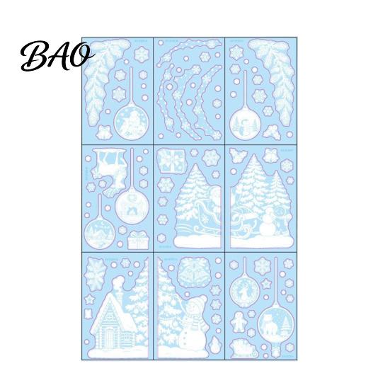 Non Adhesive Window Decors 9 Sheets Christmas Static Stickers, Reusable Snowflake Santa Claus Reindeer Office Glass Ornaments Decals for Holiday