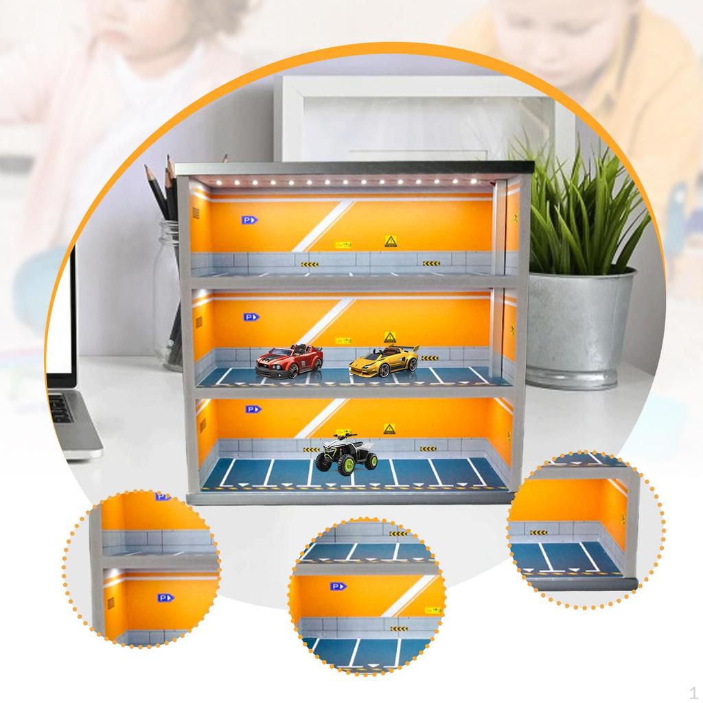 1:64 Diecast Car Display Case Vehicle Scene Toy Background, Backdrop Collection Garage Diorama with