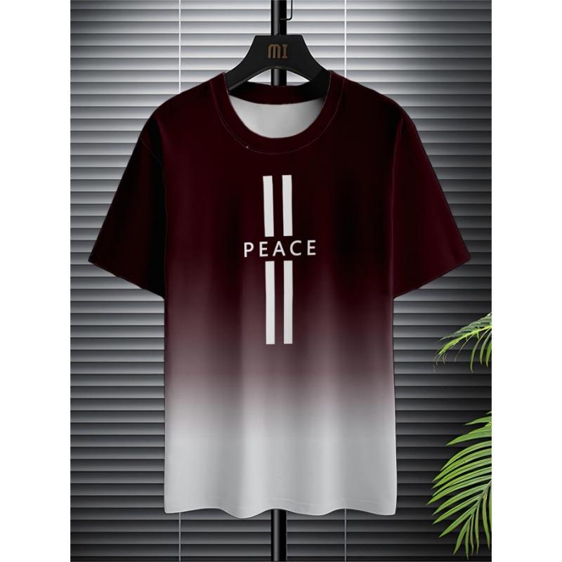 Летний топ с круглым вырезом и 3D-печатью с градиентными буквами, модные повседневные футболки с короткими рукавами для мужчин