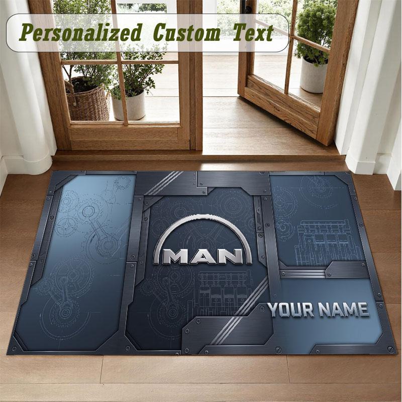 Crystal Velvet Square Rug Custom NameMAN Truck Pattern Non Slip Home Floor Decor Rug