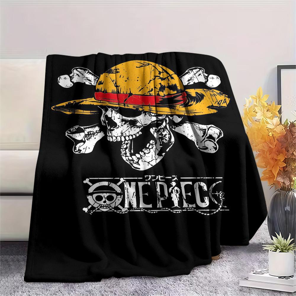 1PC One Piece Straw Hat Pirates Patterned Flannel Blanket Suitable For All Seasons For Home Decor Warmth And Comfort Gifts Holiday Present