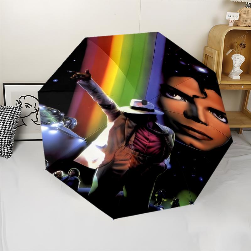 Michael Jackson Print Automatic Umbrella, 8 Rib Iron Frame, Plastic Handle, Suitable for Outdoor Travel &Daily , Ideal Gift