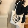 Женская сумка через плечо с готическим демоном и принтом High Street, холщовая сумка с черепом y2k, винтажная сумка-тоут, большая вместительная темная сумка для покупок в стиле хип-хоп