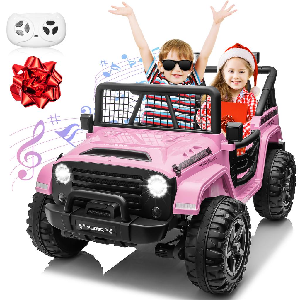 24V Ride On Truck Car w/Remote, XL 2 Seater Outdoor Toys 4WD/2WD Switchable, 4x200W Motor Power Four Wheels, Electric Car for Bi