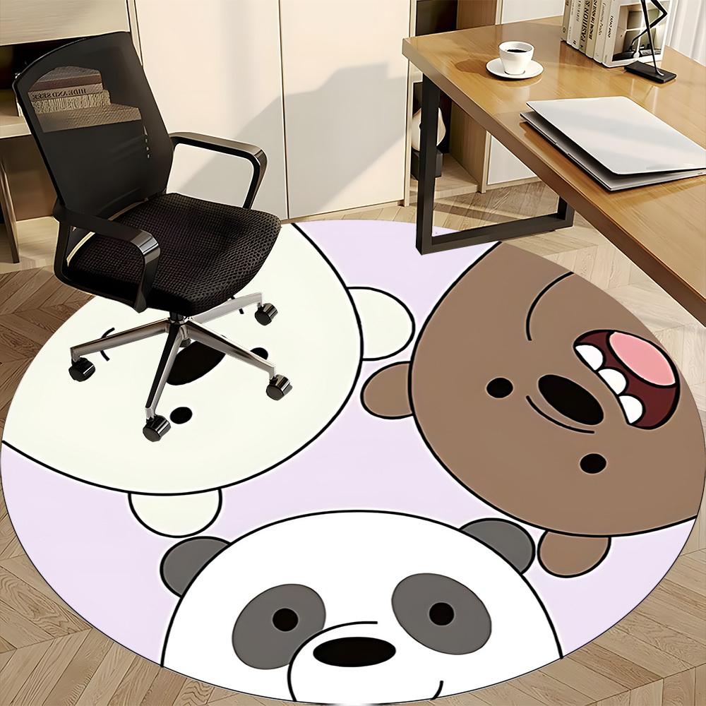 1 шт. Круглый ковер We Bare Bears для офиса, под офисные стулья, спальни, гостиной, домашний декор, декор комнаты, доступен в различных размерах